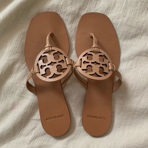Tory Burch nude/tan square toe sandal